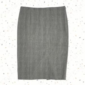Grey Plaid Skirt Office Attire Neutral Corporate Style Donna Ricco Size 6